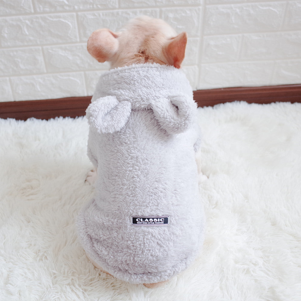 Pet Clothes Bear Hooded Vest Coral Fleece Hoodie Fadou Schnauzer Clothes