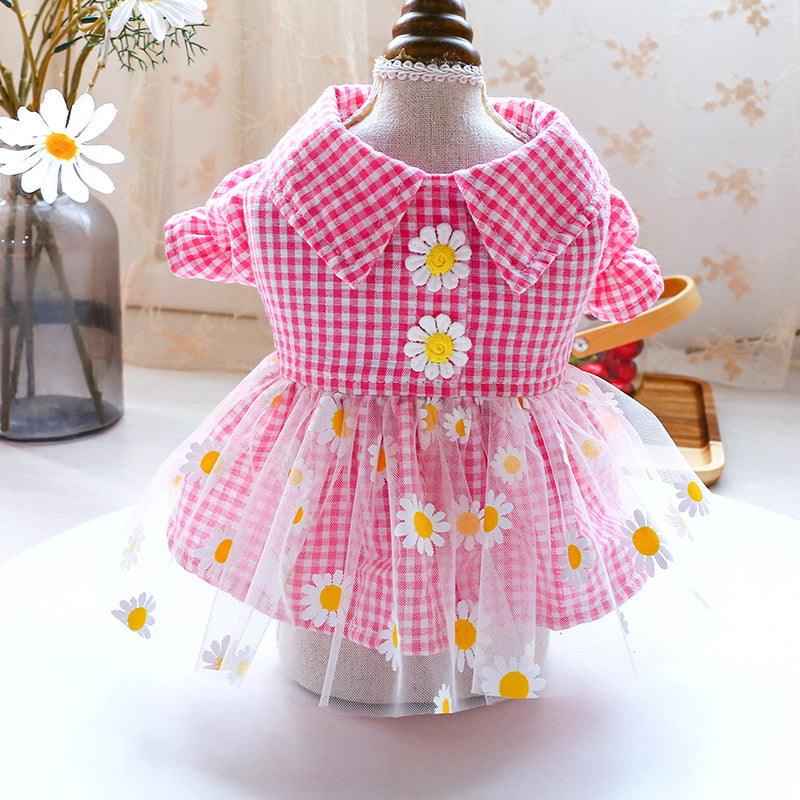 Summer Floral Dress Princess Lace Flower Dog Clothes