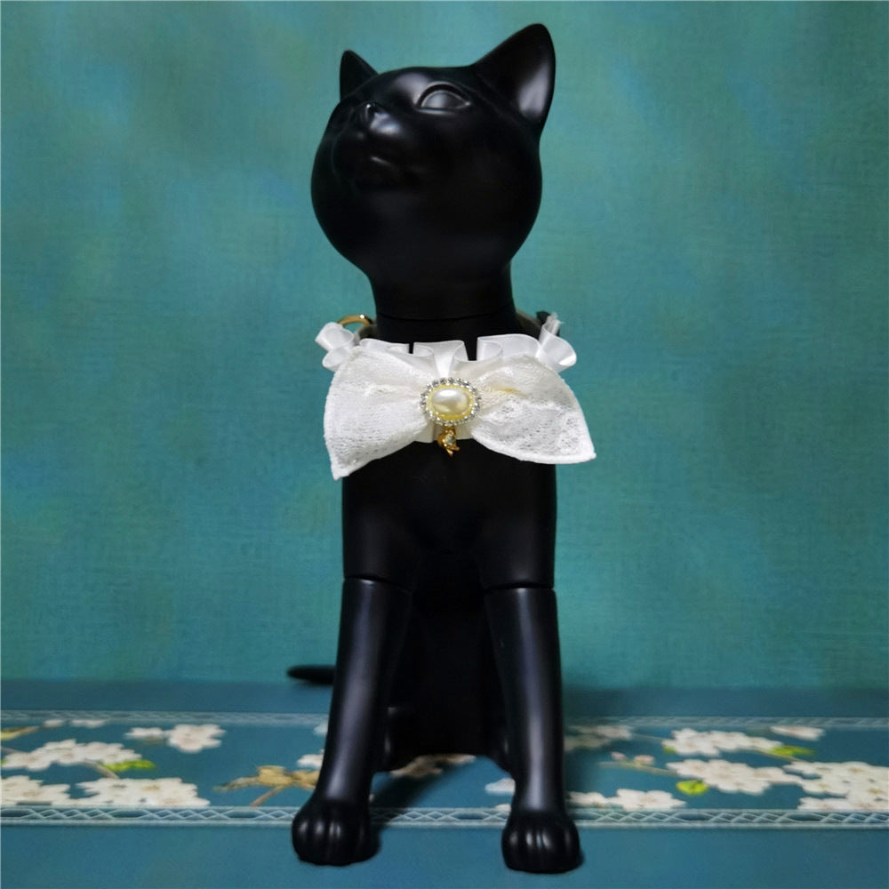 The New Lace And Bowknot Puppet Beauty Short British Short Pet Collar Adjustable Wedding Dress Cat Collar