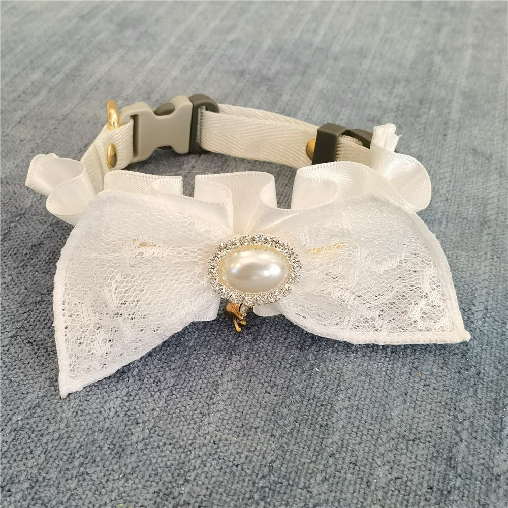 The New Lace And Bowknot Puppet Beauty Short British Short Pet Collar Adjustable Wedding Dress Cat Collar