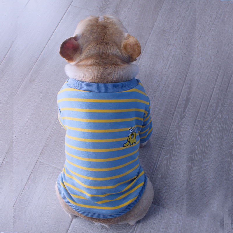 Tiger Dog Spring And Autumn Winter French Dogfighting Striped T-Shirt Sweater