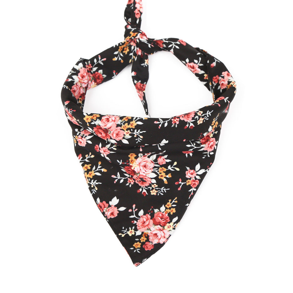 Fashion Flower Pet Triangle Scarf Dog Saliva Towel Double Cotton Scarf Bib Jewelry