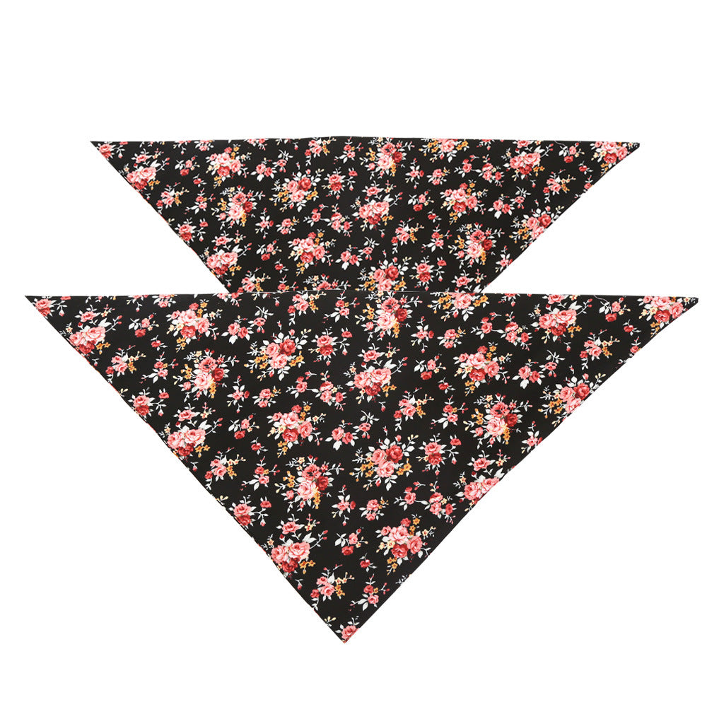 Fashion Flower Pet Triangle Scarf Dog Saliva Towel Double Cotton Scarf Bib Jewelry