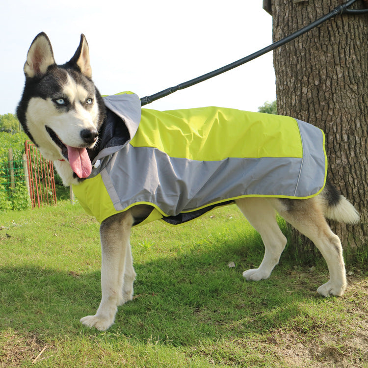 Color Block Cloak Big Dog Raincoat Outdoor Breathable Dog Jacket