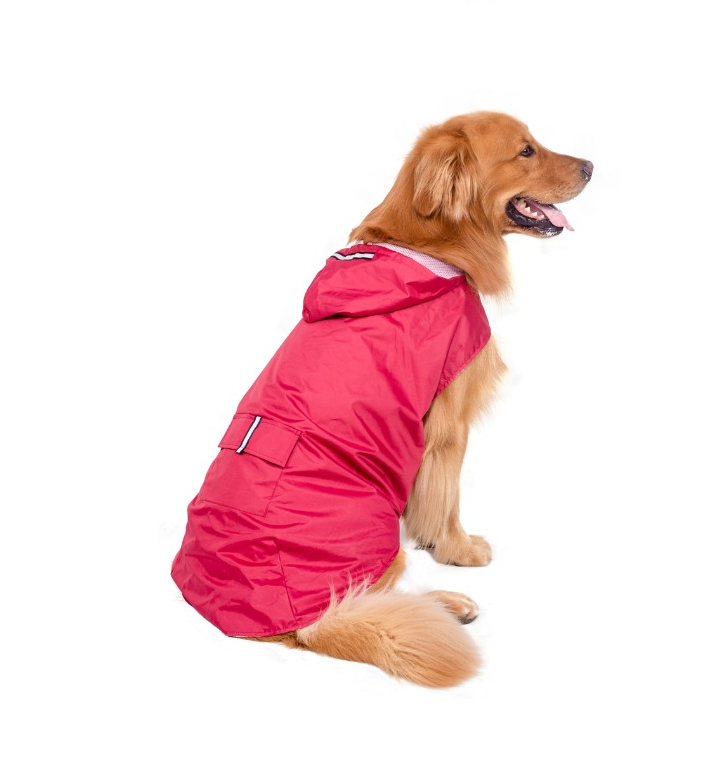 Factory direct new pet clothes big dog reflective raincoat poncho super strong waterproof hooded two-legged dog clothes