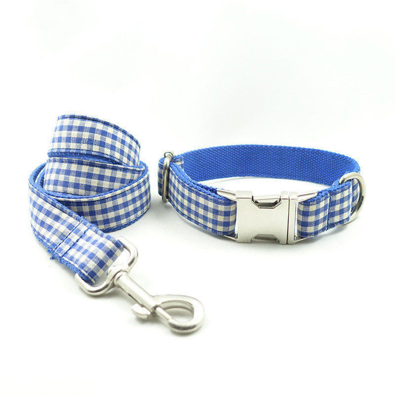 Blue checked pet leash