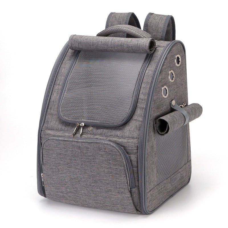 Pet Backpack Carrier For Cats Small Dogs Foldable With Secure Inner Leash Self Locking Zipper For Security
