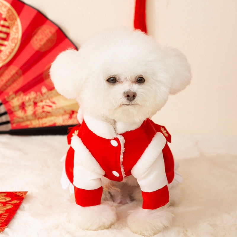 New Year Pet Tang Suits, Lion Dance Couple Cotton-padded Clothes, Festive Dog Clothes, Cat Two-legged Warm Dog Clothing