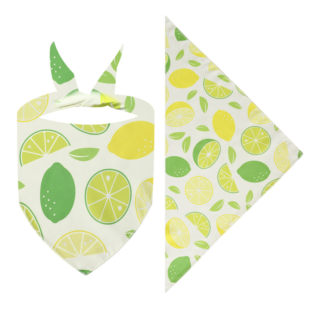 New Cartoon Cute Pet Triangle Fresh Fruit Polyester Printed Cat And Dog Saliva Towel Scarf Wholesale