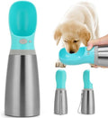 Portable Dog Water Bottle 700ml Stainless Steel Leak Proof Puppy Water Dispenser With Drinking Feeder For Pets Travel Walking Hiking And Outdoor