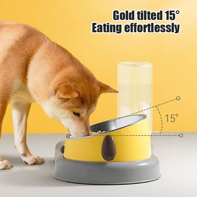 Pet Feeder Bowls Pet Feeder Water Bottle Set Pet Feeding Bowls And Drinkers 15-Degree Tilt Design Protect Cats Dogd Neck