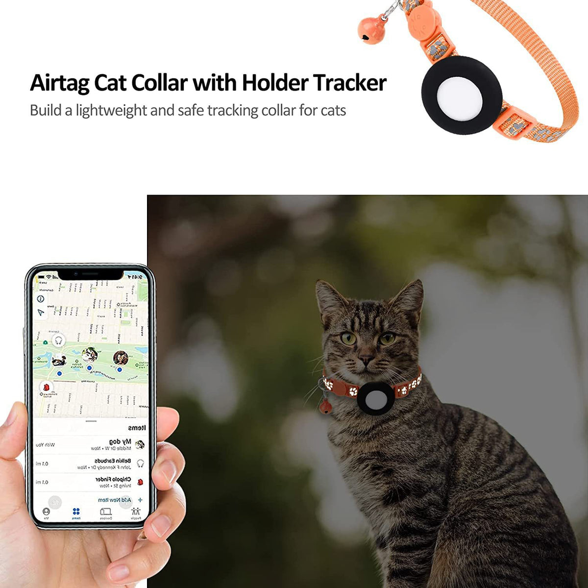 Pet Cat Footprints Reflective Collar With Bell