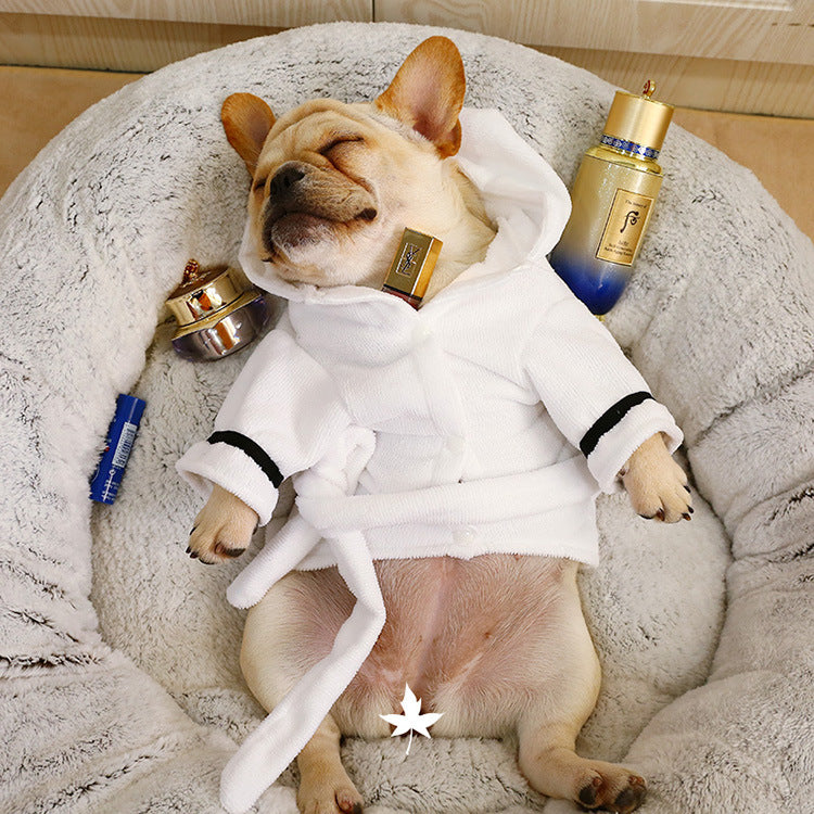 Pet Hooded Bathrobe White Coral Casual
