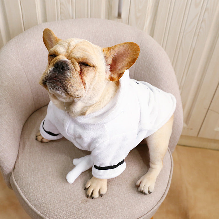 Pet Hooded Bathrobe White Coral Casual