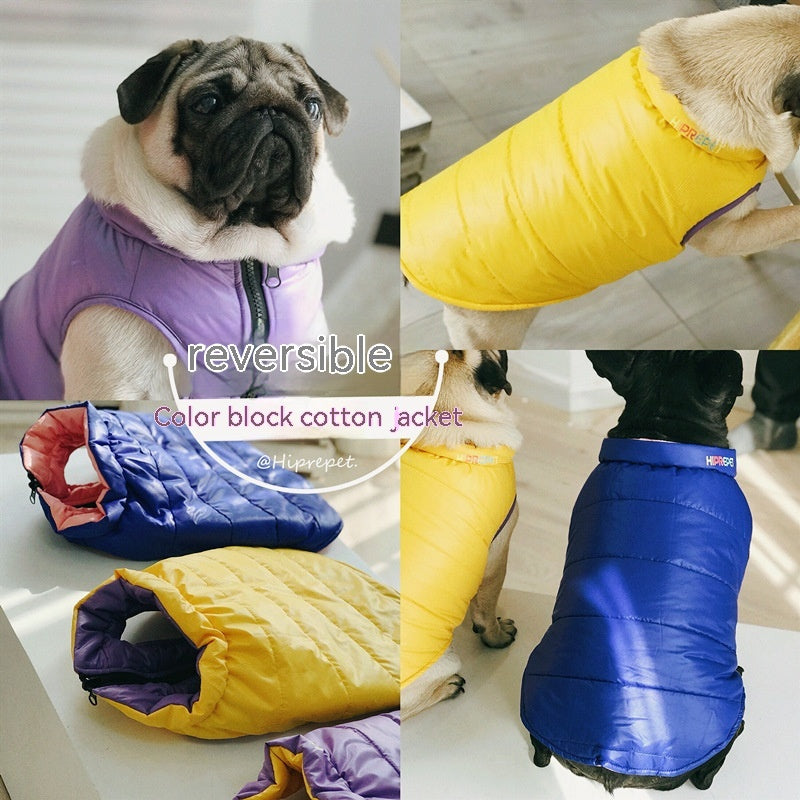 Pet Autumn And Winter Double-sided Cotton Vest Pug Jarre Aero Bull Ski Shirt
