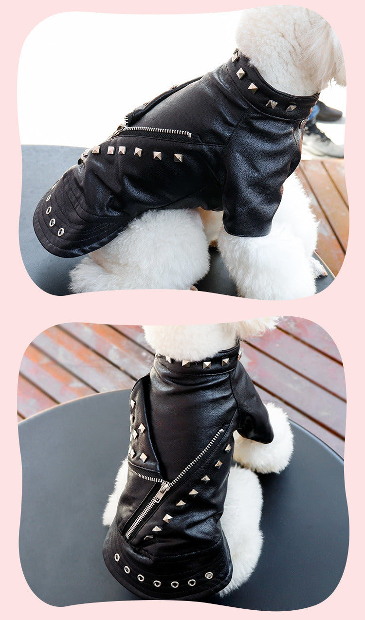 Pet Leather Coat Dog Fashion Brand Clothes Korean Style Autumn And Winter Cat Teddy Chihuahua Winter Clothing
