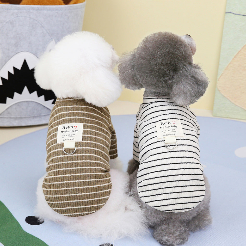 Puppy Clothing Pet Supplies Pull Ring Striped Bottoming Shirt
