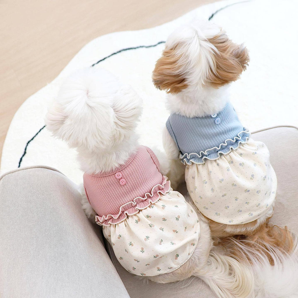Warm And Cute Small Scarf Floral Bubble Skirt Vest