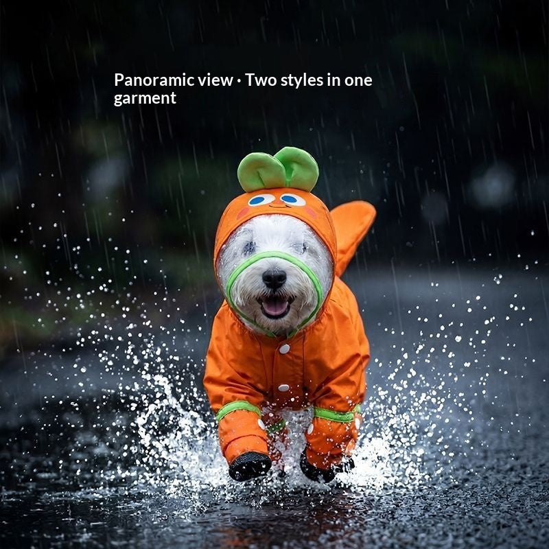 Teddy Bichon Medium- And Small-Breed Dog Rain Cape With Attached Feet