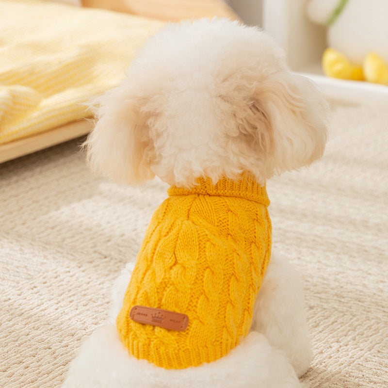 Dog Clothes Autumn And Winter Simple Twisted Knitted Sweater