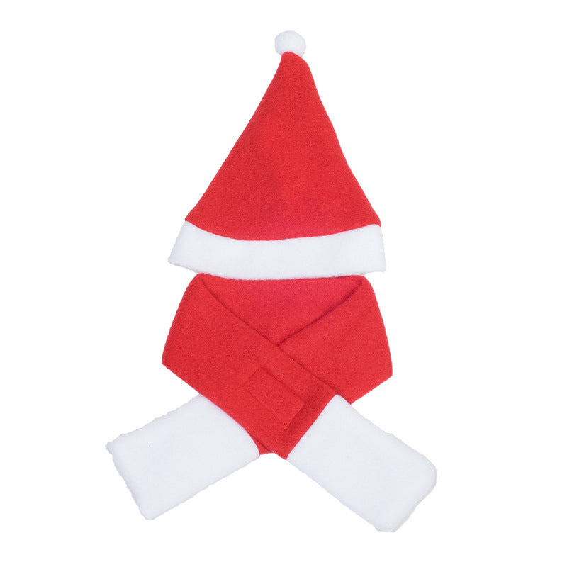 New Dog Christmas Hat Pet Clothing Hat Scarf Set Red