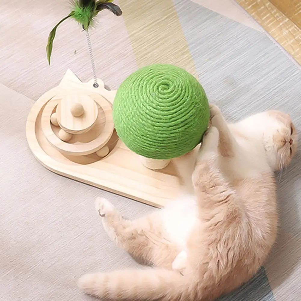 Cat Toys Scratching Post Mushroom Sisal Rope Scratcher Tree Tower Wood Turntable Ball Kitten Climbing Frame Supplies