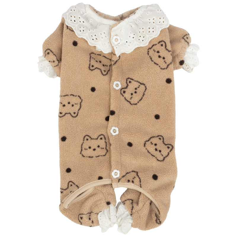 Pet Fleece-lined Four-legged Warm Fleece Coat