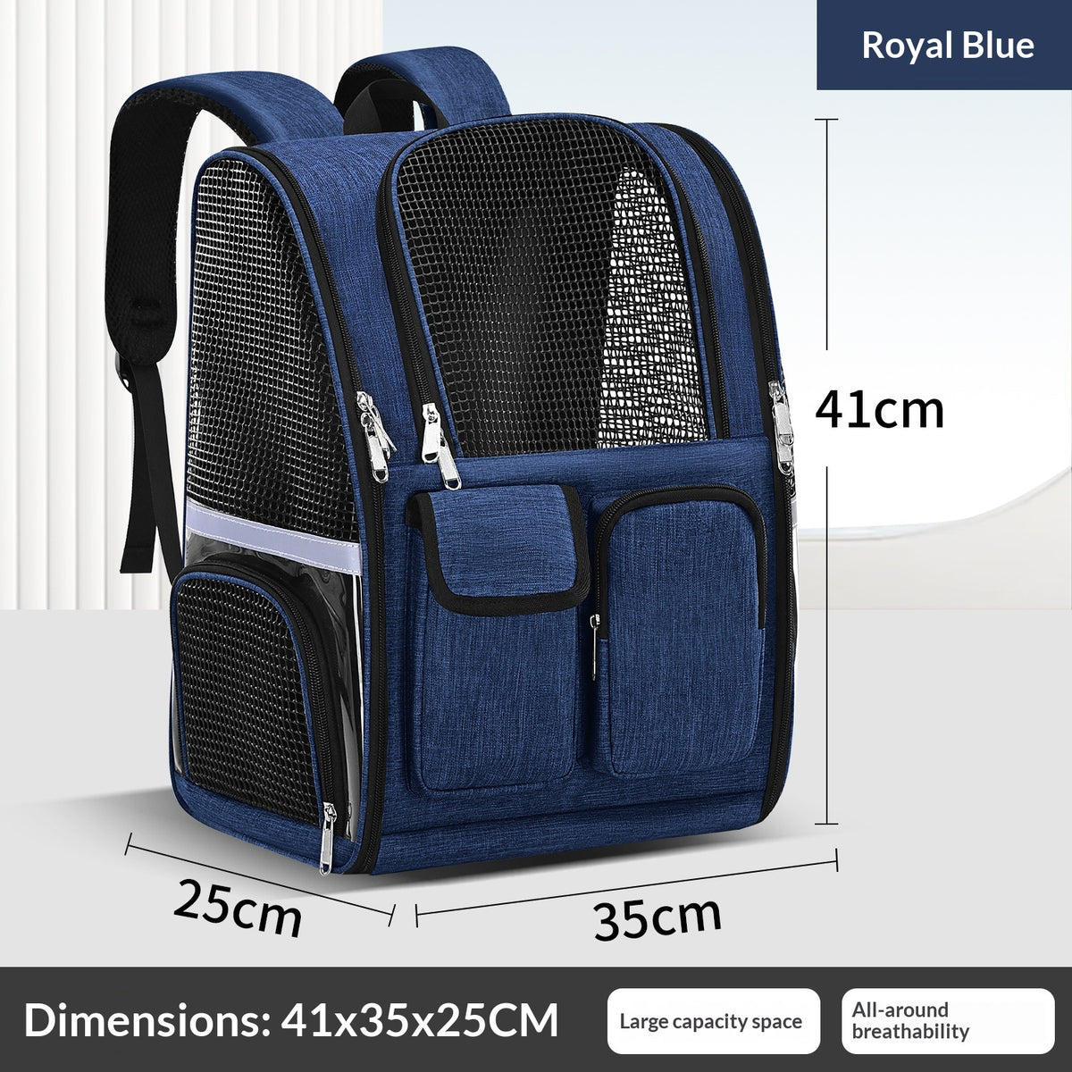 Large-Capacity Portable Transparent Insulated Pet Carrier With Shoulder Straps