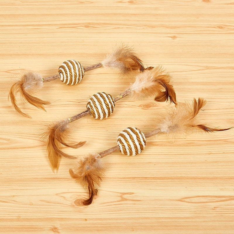 Feather Sisal Polygonum Multiflorum Self-pet Cat Supplies Molar Tooth Cleaning Toy