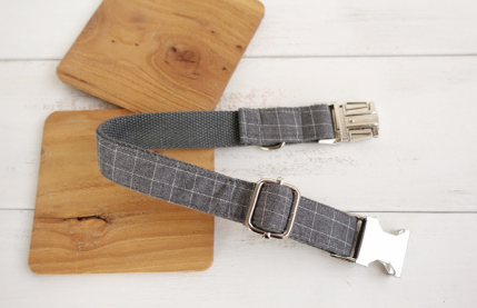 Red Plaid Polyester Pet Collar Set