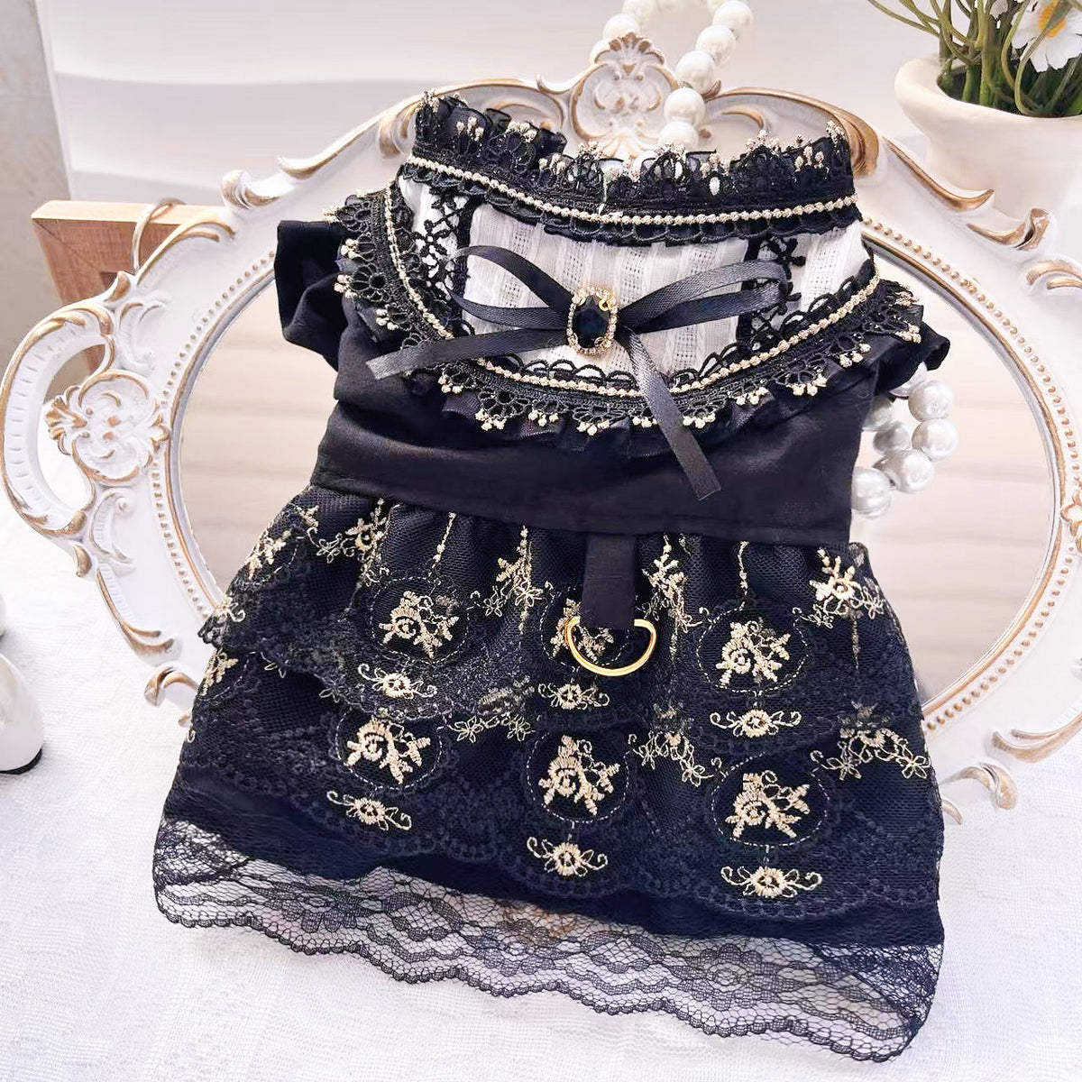 Gothic Golden Skirt Cat Dog Clothes