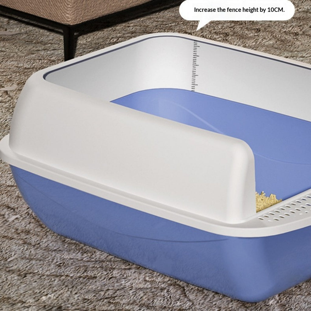 Extra-Large Semi-Enclosed Cat Litter Box With High Sides