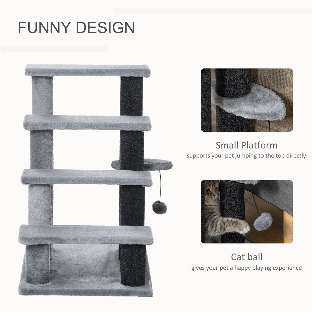 Cat Tree, Cat Tower Cat Stair Steps with Scratching Post, Hanging Play Ball for High Bed, Sofa, Indoor / Outdoor