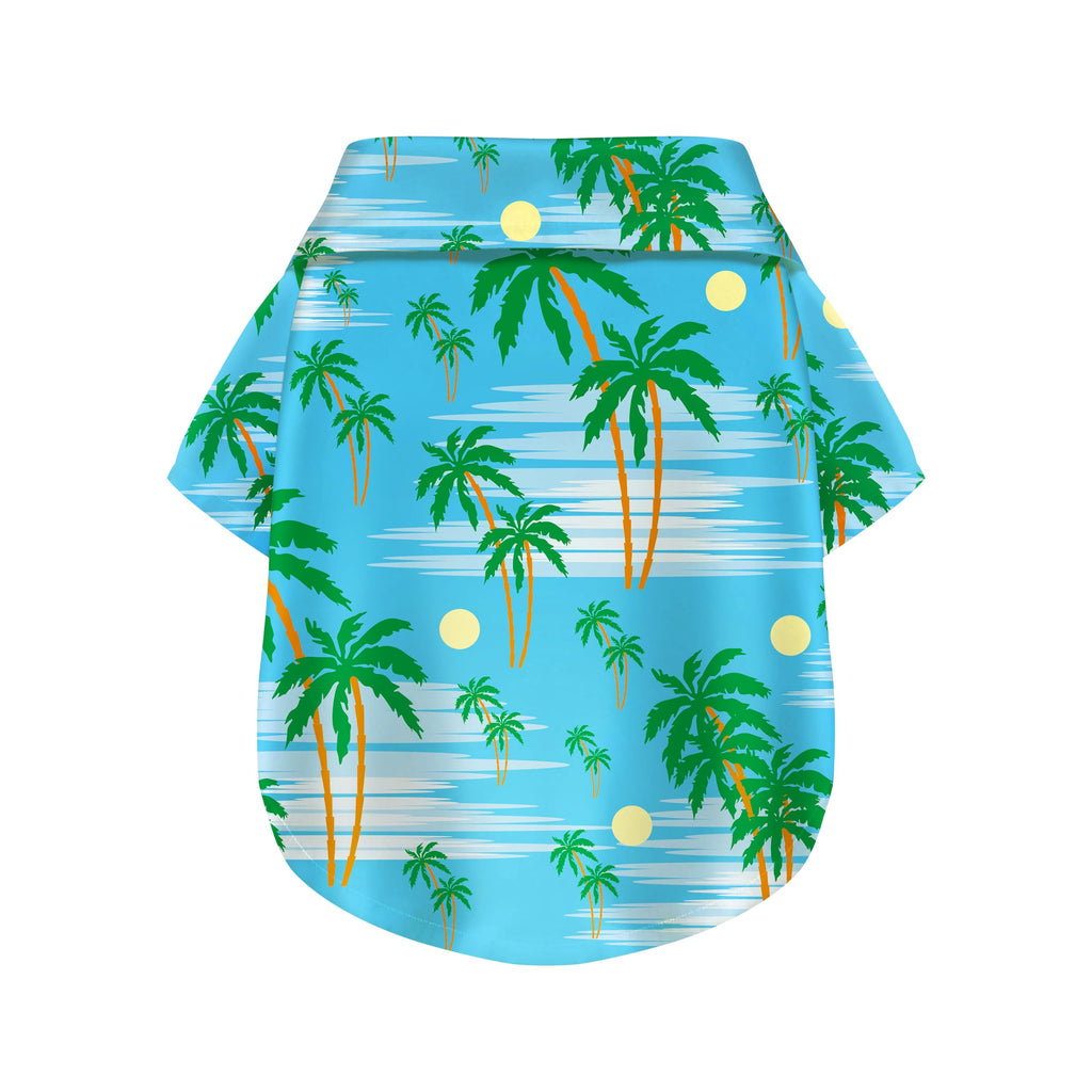 Coconut Tree Hawaii Style Pet Dog T-Shirt, Four-Way Stretch Breathable Light Cool Summer Shirts, Casual Beach Seaside Daily Clothes For Small Size