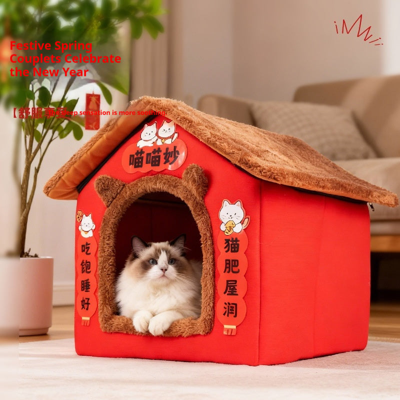 Thickened Semi-enclosed Cat House For Winter