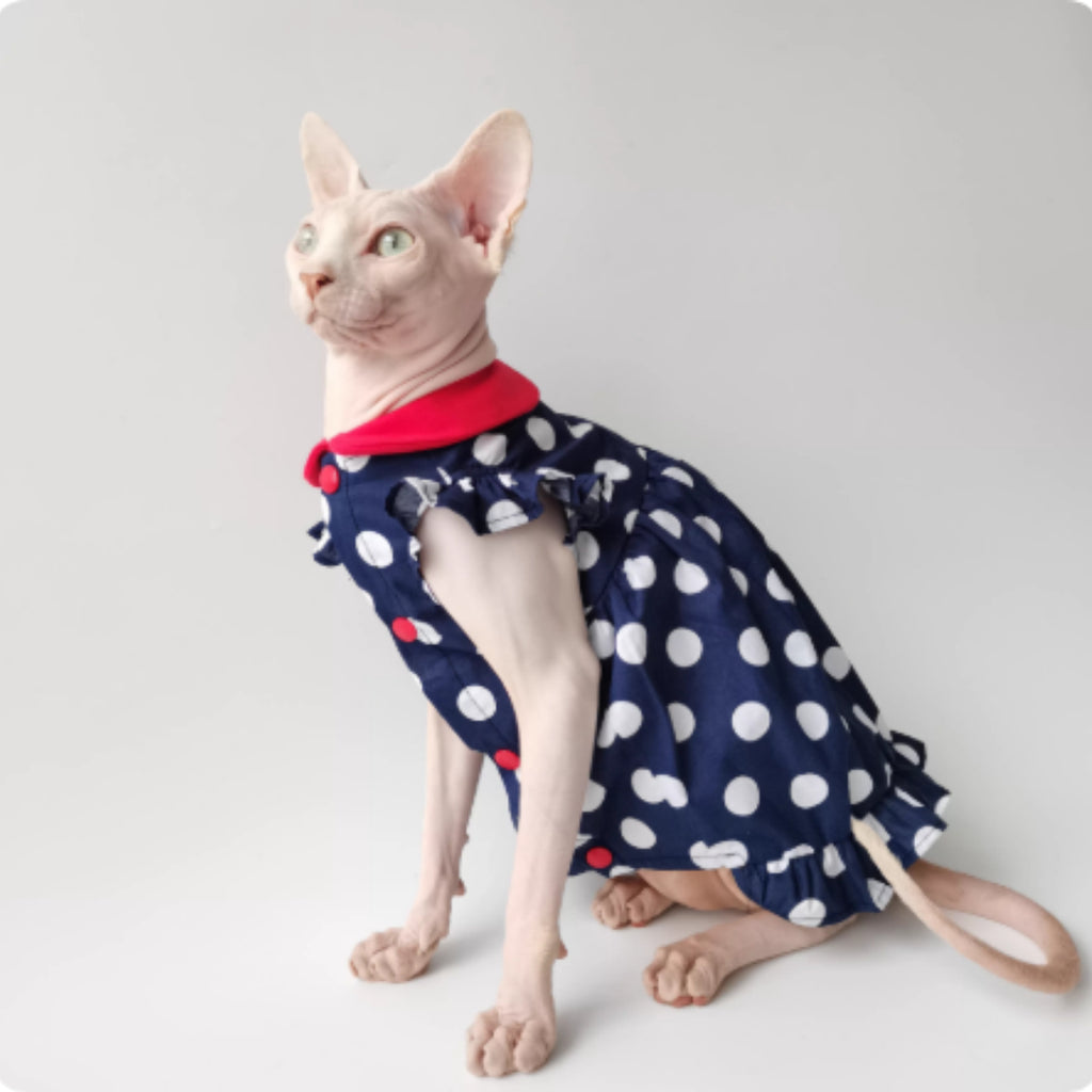 Hairless Cat Devon Summer Thin Doll Collar Princess Dress