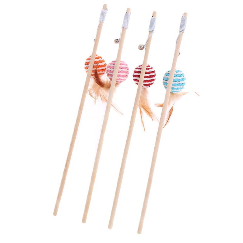 Solid Wood Wooden Pole Pet Cat Toy