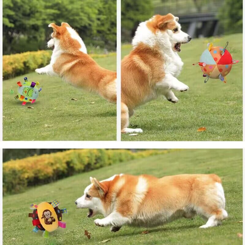 Pet Dog Vocal Plush Toy Ringing Bell Ball