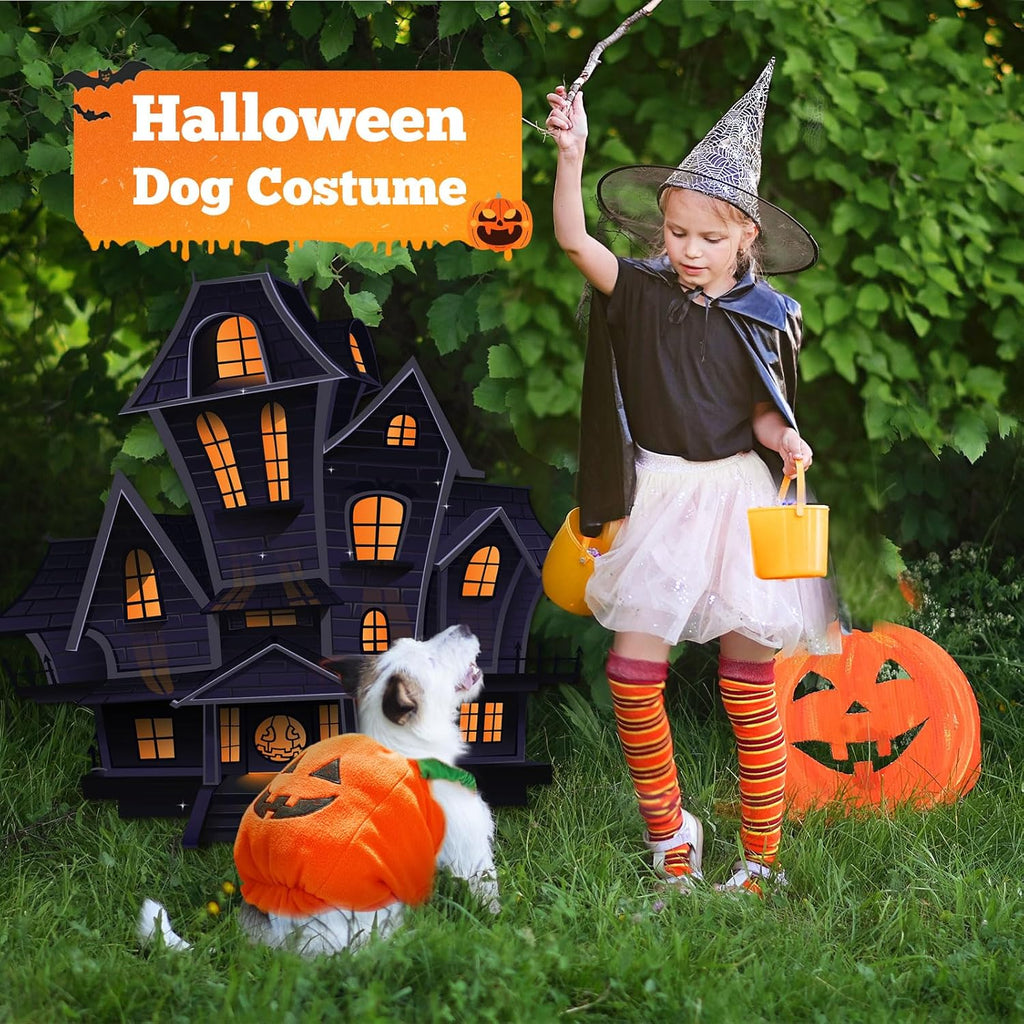 Funny Pumpkin Dog Halloween Costume Pet Dog Cat Thick Plush Pumpkin Decoration Shirt Clothes For Small Medium Dogs Cats Puppy Cute Halloween Party