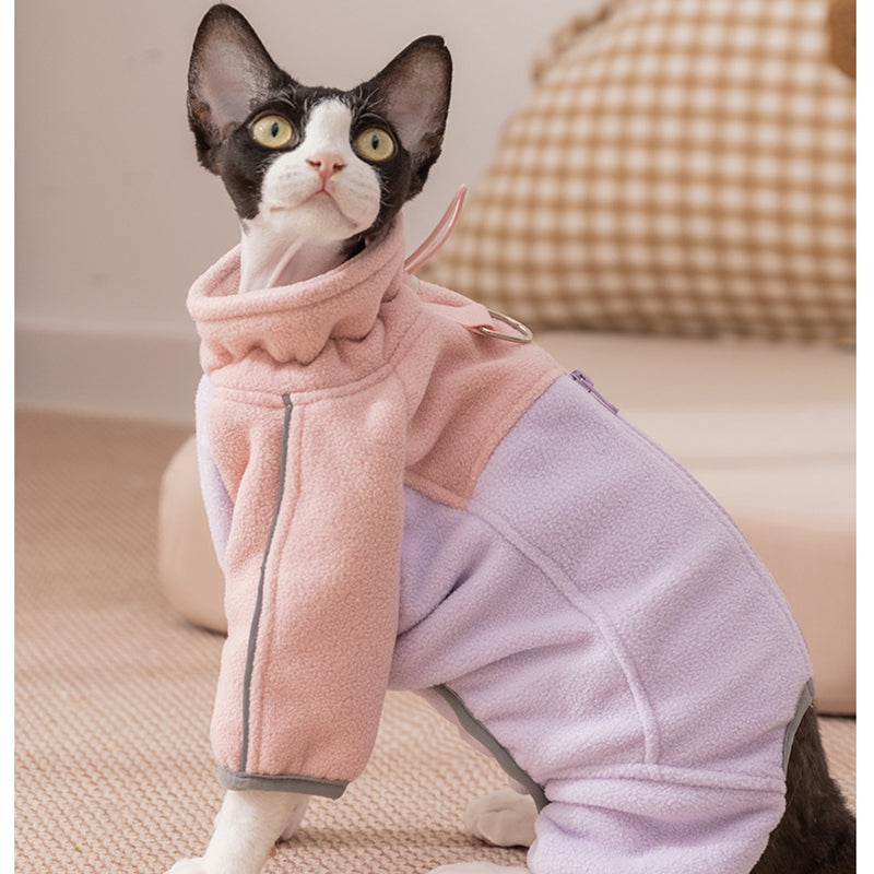 Cat Clothes Are Warm And Fluffy In Winter, Providing Warmth For Kittens In Autumn And Winter. Four-legged Fleece Jackets For Small And Medium-sized