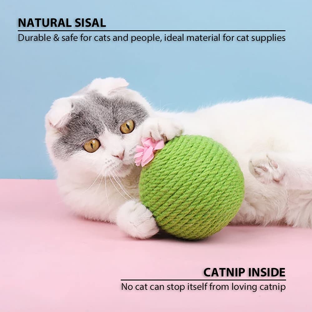 Interactive Tumbler Cactus Cat Scratcher Ball Catnip Toys Natural Sisal Scraper Tree Tower For Cat Indoor Play Hunting Exercise