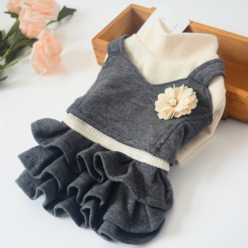 Korean Style Woolen Princess Dress Dog Clothes Teddy