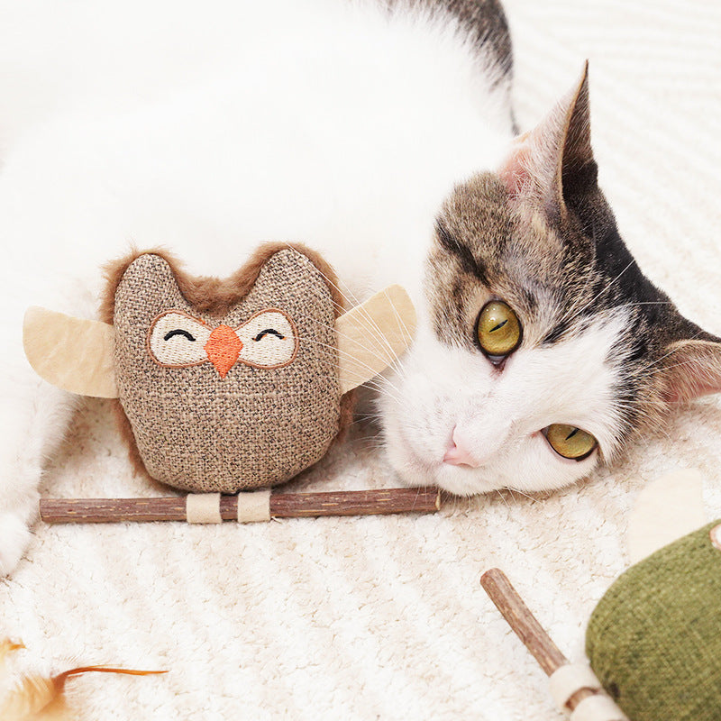 Cat Self-Entertainment Mint Feather Catnip Teething Stick