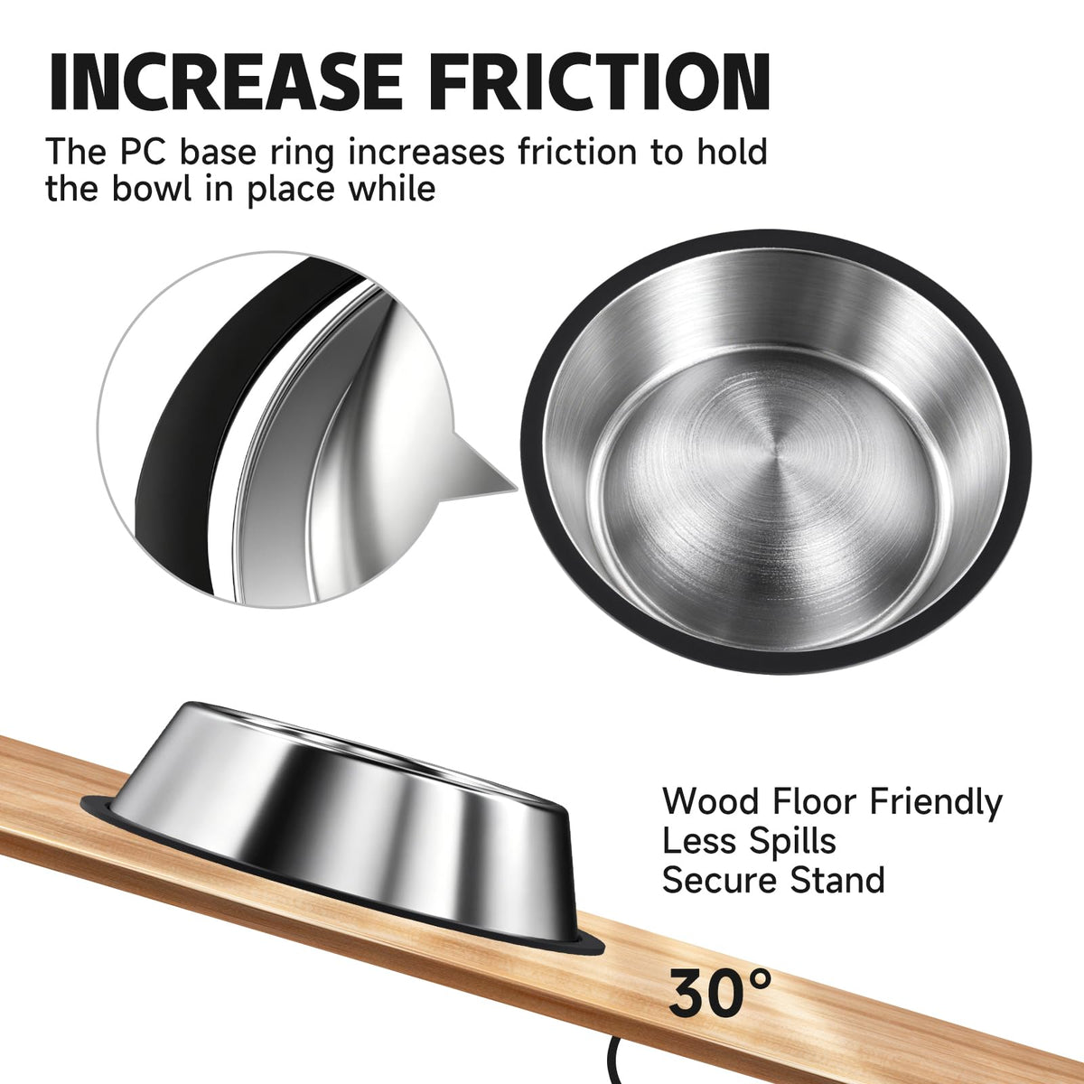 Stainless Steel Food Water Shallow Whisker Friendly Cat Pet Bowl Metal Dish,Removable Base,2-pack Set,12 FL OZ 350 Ml,Easily Clean,Dishwasher Safe,for