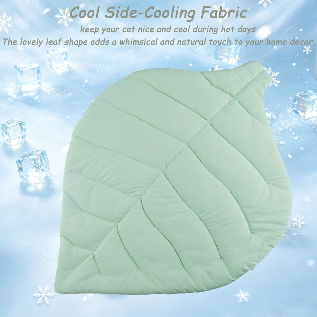 Cat Cooling Mat Cat Leaf Bed Mat Comfortable Soft Fabric Breathable Cozy For All Seasons Ideal For Cats Small Pets
