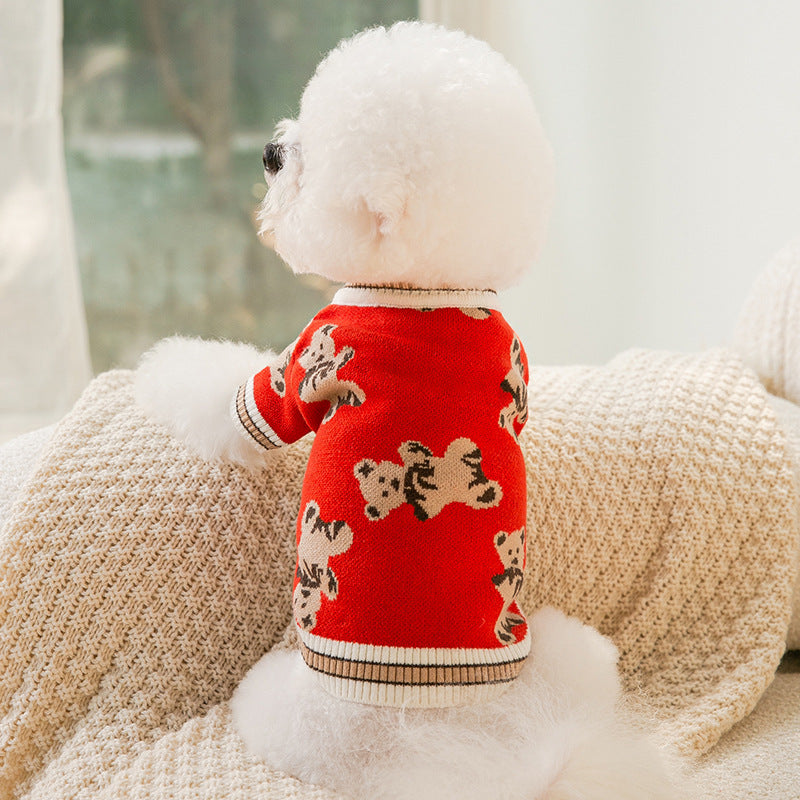 Dog Sweaters Are Cute Bear Pattern Dog Clothes For Puppies, Warm Dog Coats For Winter, Chihuahua Dog Clothing, And Lightweight Sweaters For Pet Cats