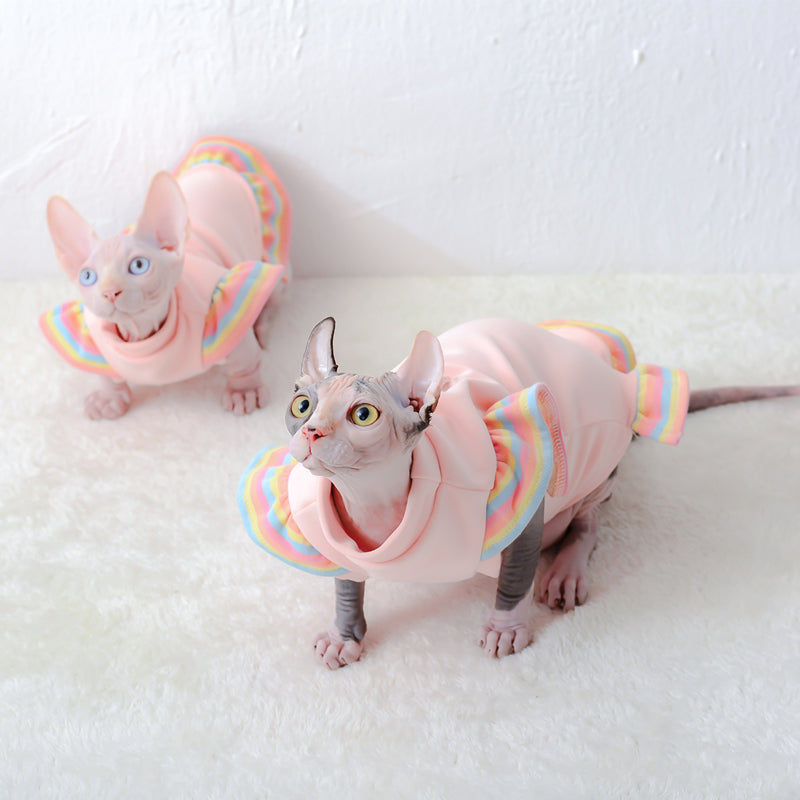 Sphynx Cat Shirt With Ruffles Soft Breathable Velvet