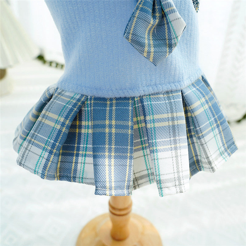 College Style Dog Dress For Small Dogs, Plaid Skirt, Pink,Blue,Green, Spring Dog Clothes, Cat, Chihuahua