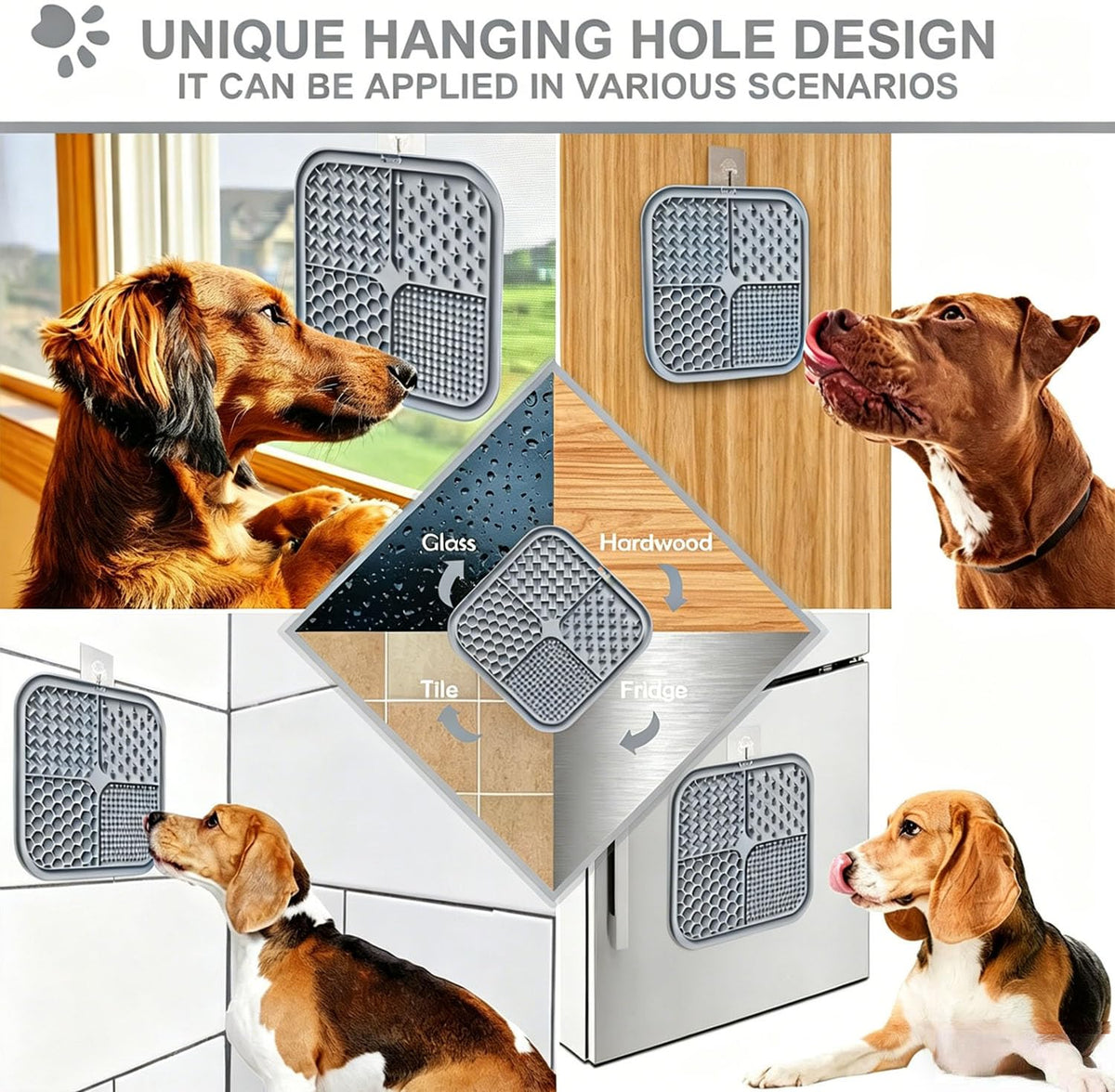 Licking Mat For Dogs & Cats With Suction Cups, 1 Pack Square Dog Slow Feeder Lick Pat For Anxiety Relief & Boredom, Dog Toys To Keep Them Busy, Pets