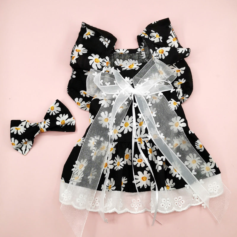 Breathable Dog Skirt Lace Princess Plaid Gauze Skirt